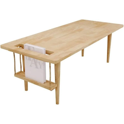 Modern mini swinging wooden tea table, made of real solid wood suitable for family living rooms, measuring 47.25 inches inlength