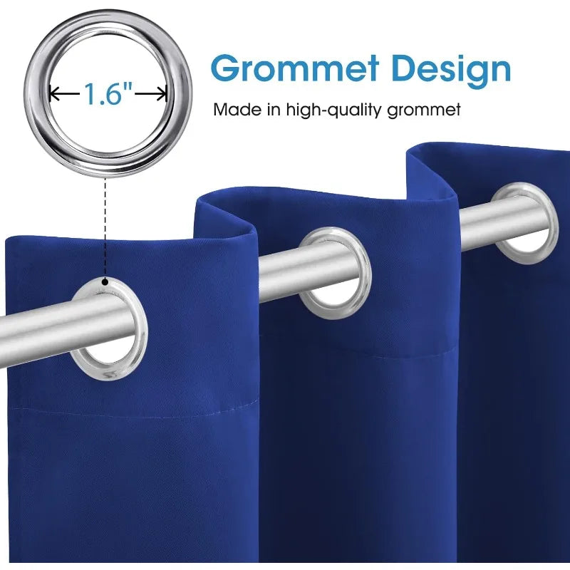 Aqua Blackout Curtains for Bedroom 52 X 84 Inch Length 2 Panels Set Room Darkening Bedroom Curtains