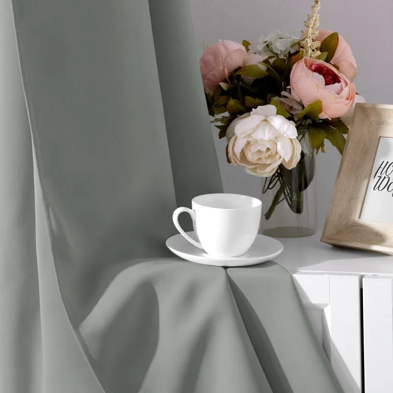Aqua Blackout Curtains for Bedroom 52 X 84 Inch Length 2 Panels Set Room Darkening Bedroom Curtains
