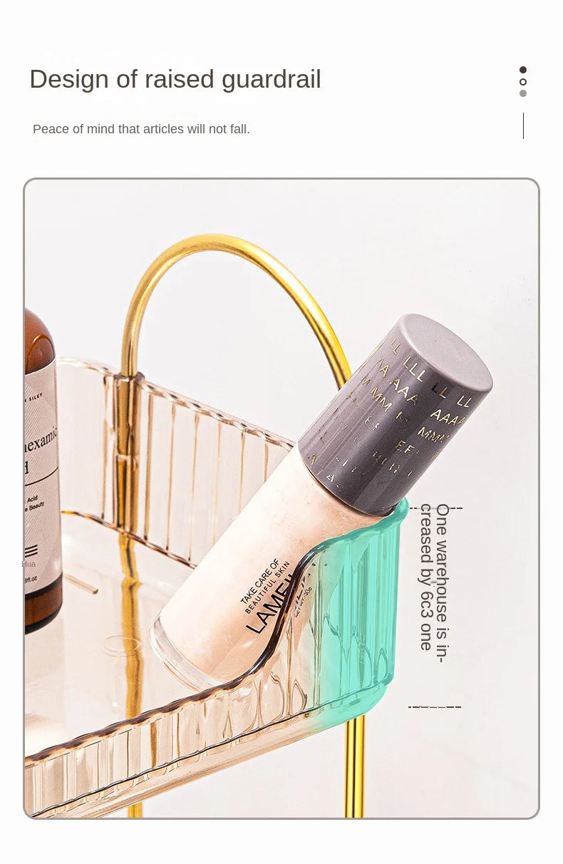 Bathroom storage rack, desktop cosmetics storage box, bathroom metal bedroom decoration, kitchen storage rack