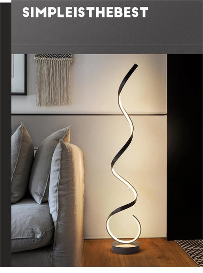 Modern Minimalist Aluminum Alloy Spiral Led Floor Lamp Study Bedroom Bedside Reading Light Living Room Sofa Lighting Decoration