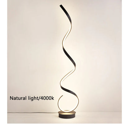 Modern Minimalist Aluminum Alloy Spiral Led Floor Lamp Study Bedroom Bedside Reading Light Living Room Sofa Lighting Decoration