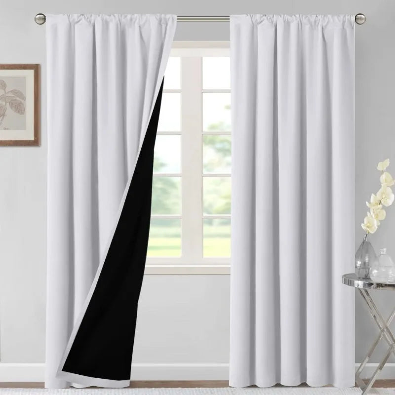 100% Blackout Curtains for Bedroom Thermal Insulated Blackout Curtains 84 Inches Long Rod Pocket Window Drapes