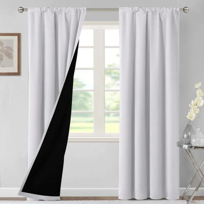 100% Blackout Curtains for Bedroom Thermal Insulated Blackout Curtains 84 Inches Long Rod Pocket Window Drapes