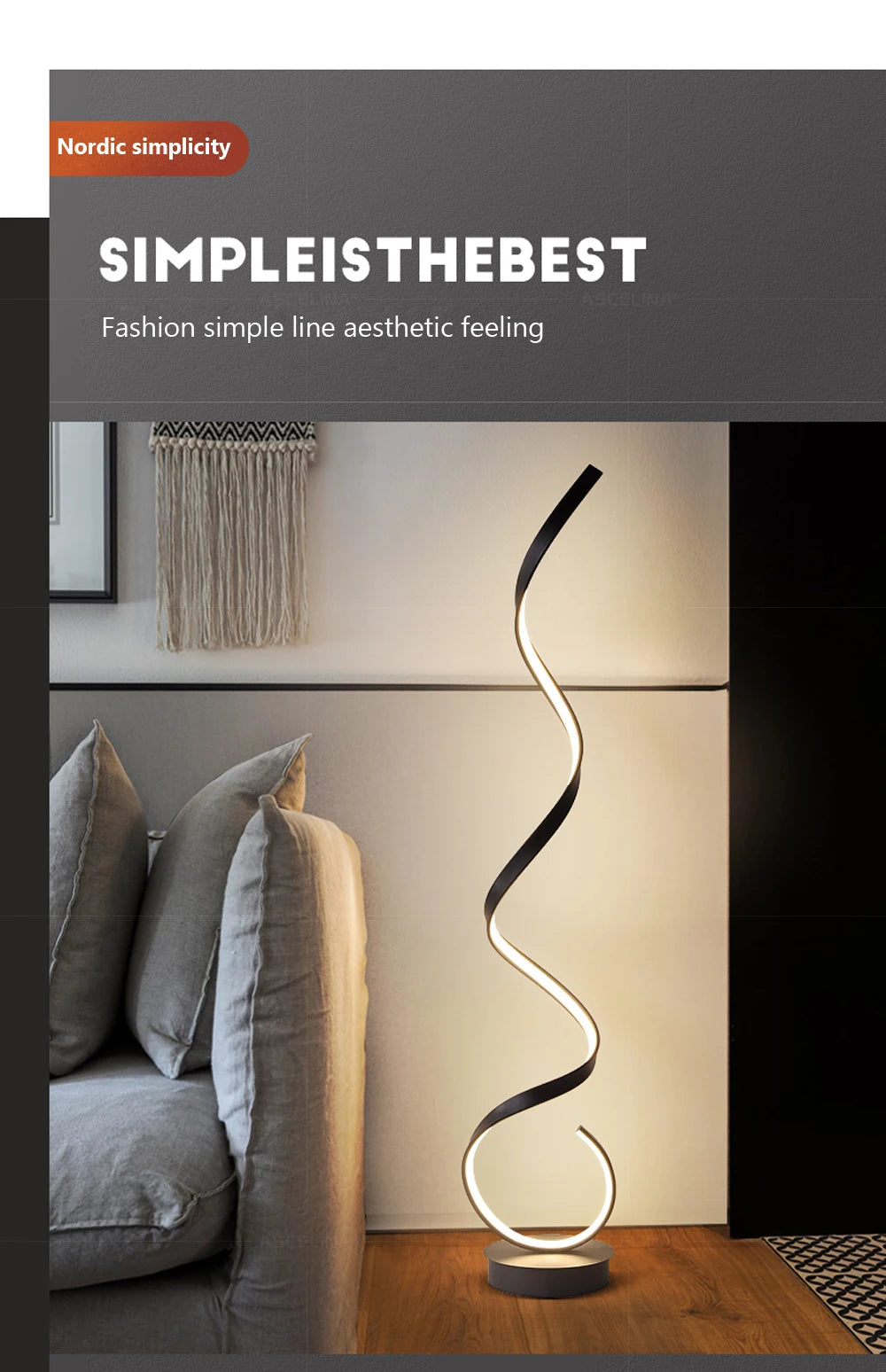 Modern LED Floor Lamp Home Decor Spiral Line Lights Bedroom Living Room Sofa Corner Black White Indoor Vertical Lighting Lustre