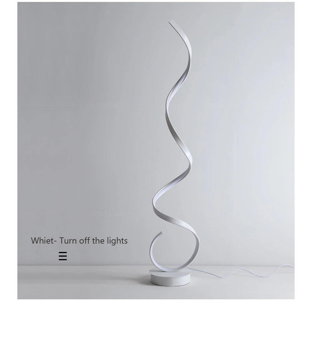 Modern LED Floor Lamp Home Decor Spiral Line Lights Bedroom Living Room Sofa Corner Black White Indoor Vertical Lighting Lustre