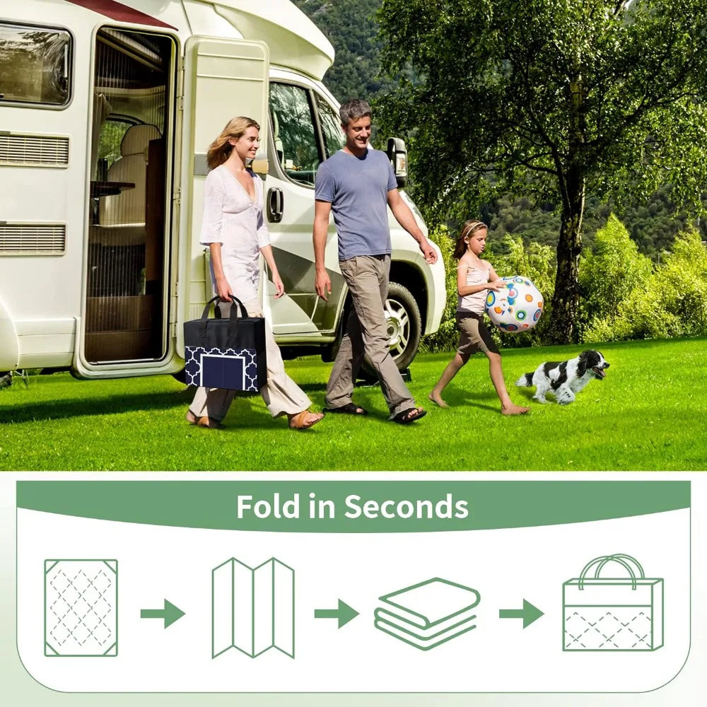 Outdoor Rug Waterproof for Patio, Foldable Reversible Plastic Straw Area Rugs Mat for Rv Decor, Outside Carpet for Camper, Deck