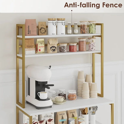 Microwave Stand Kitchen Rack With Hutch Shelf 5-Tier Coffee Bar With Storage Freight Free Accessories & Organization Home