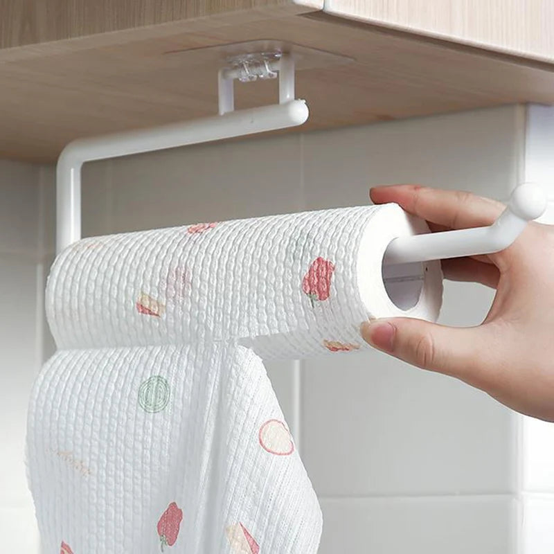 Kitchen Paper Roll Holder Towel Hanger Rack Bar Cabinet Rag Hanging Holder Shelf Toilet Paper Towel Holders for Kitchen