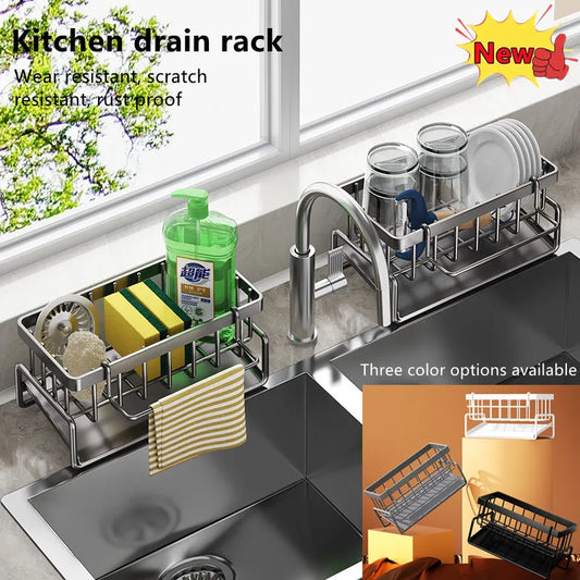 Kitchen Stainless Steel Sink Storage & Organization Rack Kitchen Spice Racks Household Items Shelf Acceesories For Accessories