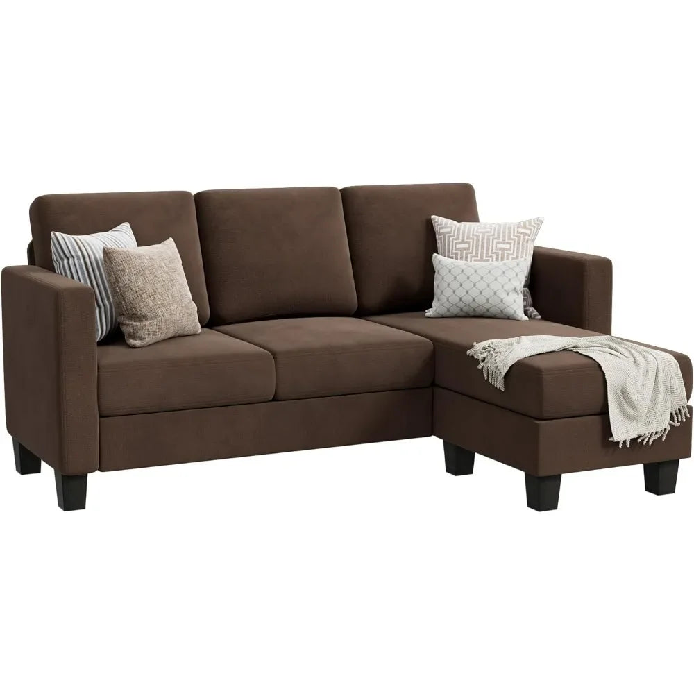 Living Room Sofas, 3 L-Shaped Couch Soft Seat with Modern Linen Fabric,Small Space Sofas for Living Room,Apartment and Office