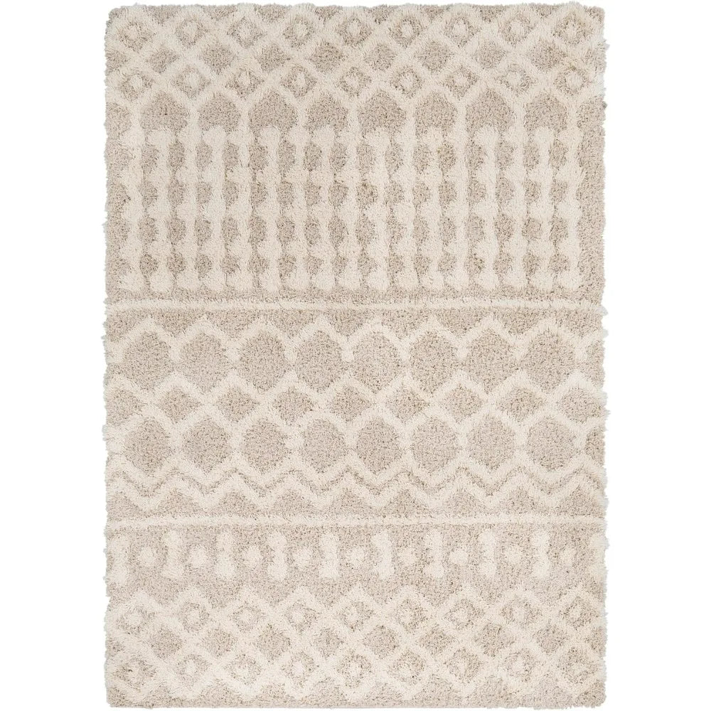 Hapsburg Moroccan Shag Area Rug, 5'3" x 7'3", Beige bedroom decor  anime rug  carpets for living rooms  decoration chambre