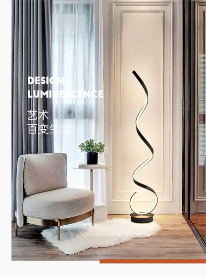 Modern Minimalist Aluminum Alloy Spiral Led Floor Lamp Study Bedroom Bedside Reading Light Living Room Sofa Lighting Decoration