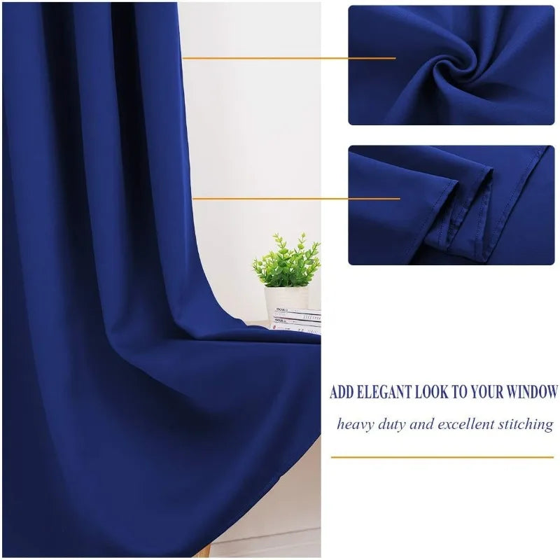 Aqua Blackout Curtains for Bedroom 52 X 84 Inch Length 2 Panels Set Room Darkening Bedroom Curtains