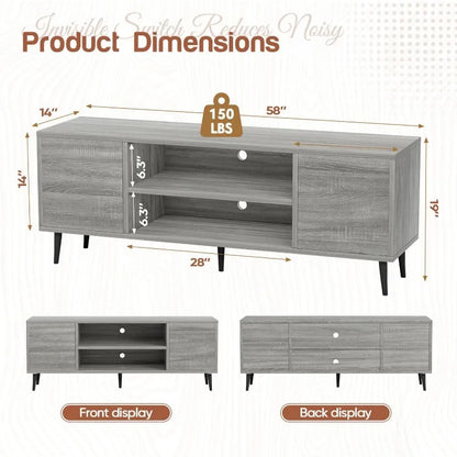 Modern TV Stand Entertainment Center with Two Storage Cabinets, Retro Style Media Console for Living Room, Bedroom, Office