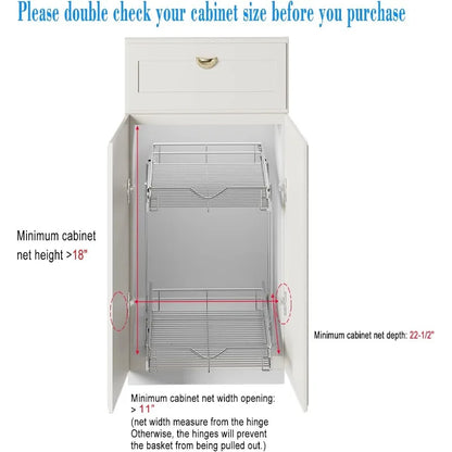 Pull Out Cabinet Organizer, Cabinet Pull Out Shelves, 2 Tier Pull Out Drawers for Kitchen Cabinets,