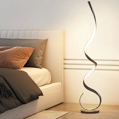 Modern Minimalist Aluminum Alloy Spiral Led Floor Lamp Study Bedroom Bedside Reading Light Living Room Sofa Lighting Decoration