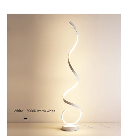 Modern LED Floor Lamp Home Decor Spiral Line Lights Bedroom Living Room Sofa Corner Black White Indoor Vertical Lighting Lustre