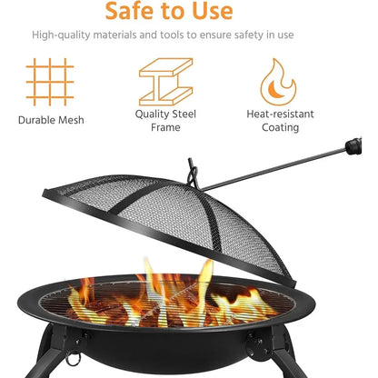 Fire Pit,Portable Folding Steel Fire Bowl Garden Treasures Fire Pit for Outside Fireplace with Carrying Bag,Fire Pits