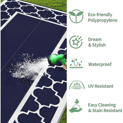 Outdoor Rug Waterproof for Patio, Foldable Reversible Plastic Straw Area Rugs Mat for Rv Decor, Outside Carpet for Camper, Deck