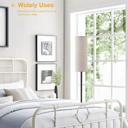 LED Floor Lamp With 3 Color E27 Light Bulb Dimmable Reading Light Linen Lampshade Lamp For Bedroom Living Room Office