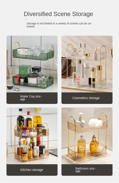 Bathroom storage rack, desktop cosmetics storage box, bathroom metal bedroom decoration, kitchen storage rack