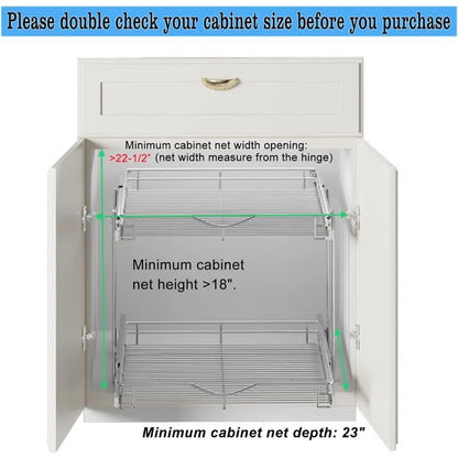 Pull Out Cabinet Organizer, Cabinet Pull Out Shelves, 2 Tier Pull Out Drawers for Kitchen Cabinets,