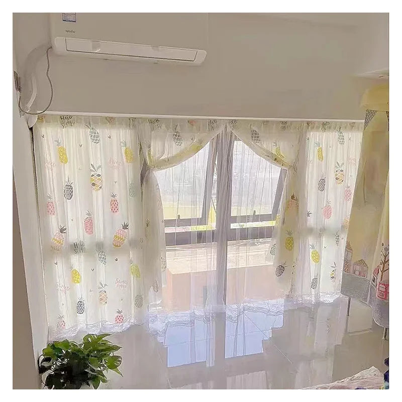 Magic Strap Self-adhesive Non-perforated Tule CurtainCartoon Cute for Children's RoomCabinet Decoration Bedroom Shade Curtain