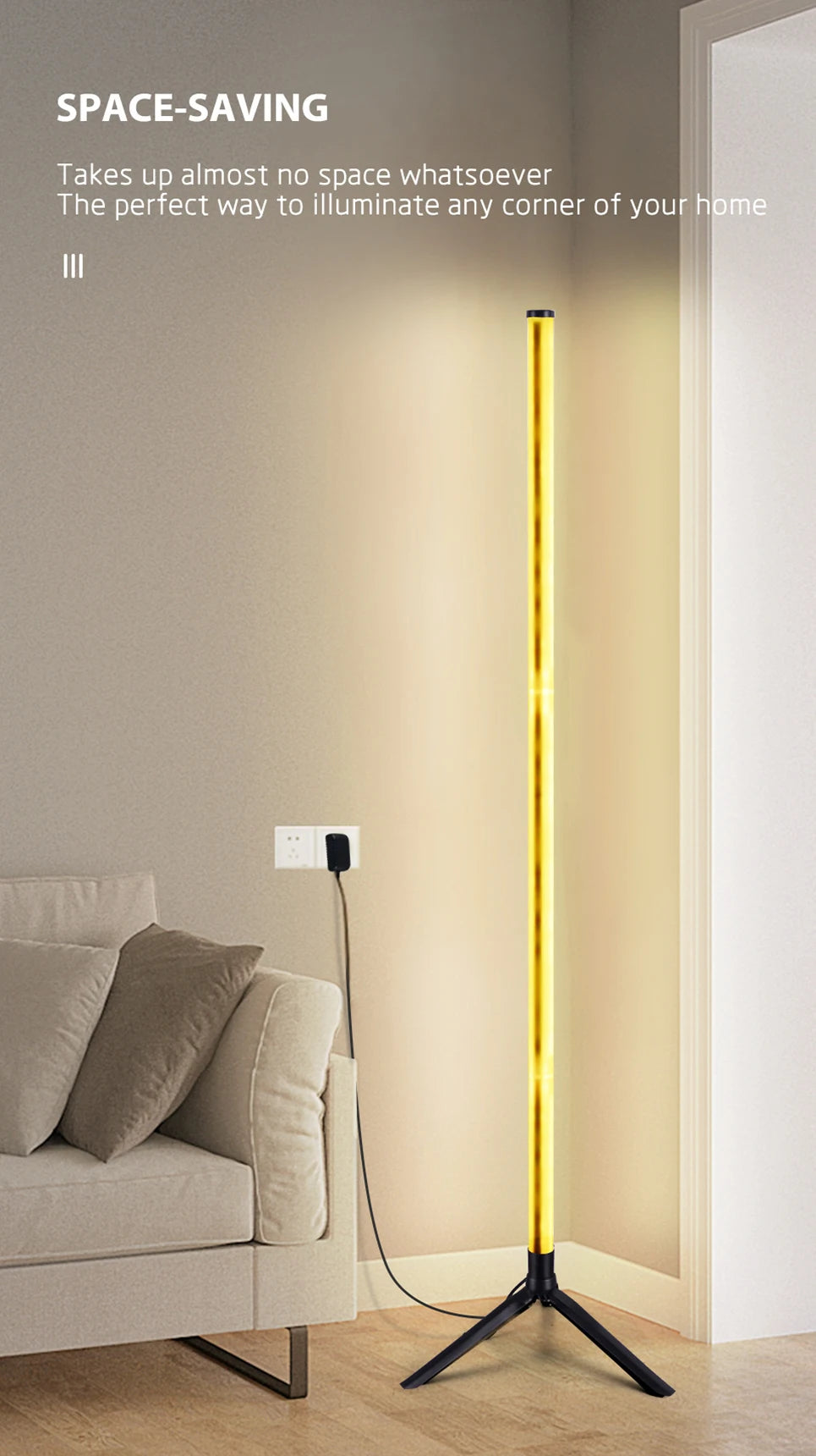 RGB LED Floor Lamp Indoor Home Decoration Modern Corner RGB Floor Lamp Living Rome Art Decor Atmospheric Standing Stand Lighting