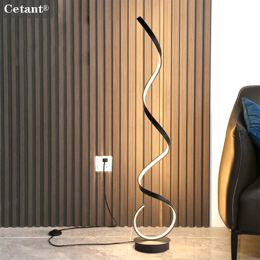 Modern LED Floor Lamp Home Decor Spiral Line Lights Bedroom Living Room Sofa Corner Black White Indoor Vertical Lighting Lustre