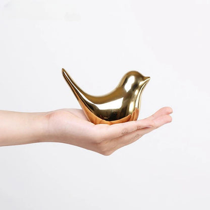 Bird Figurine 4 Sizes Nordic Ceramic Gold Animal Statue Jewelry Home Decoration Living Room Table Decoration Sculpture Ornament