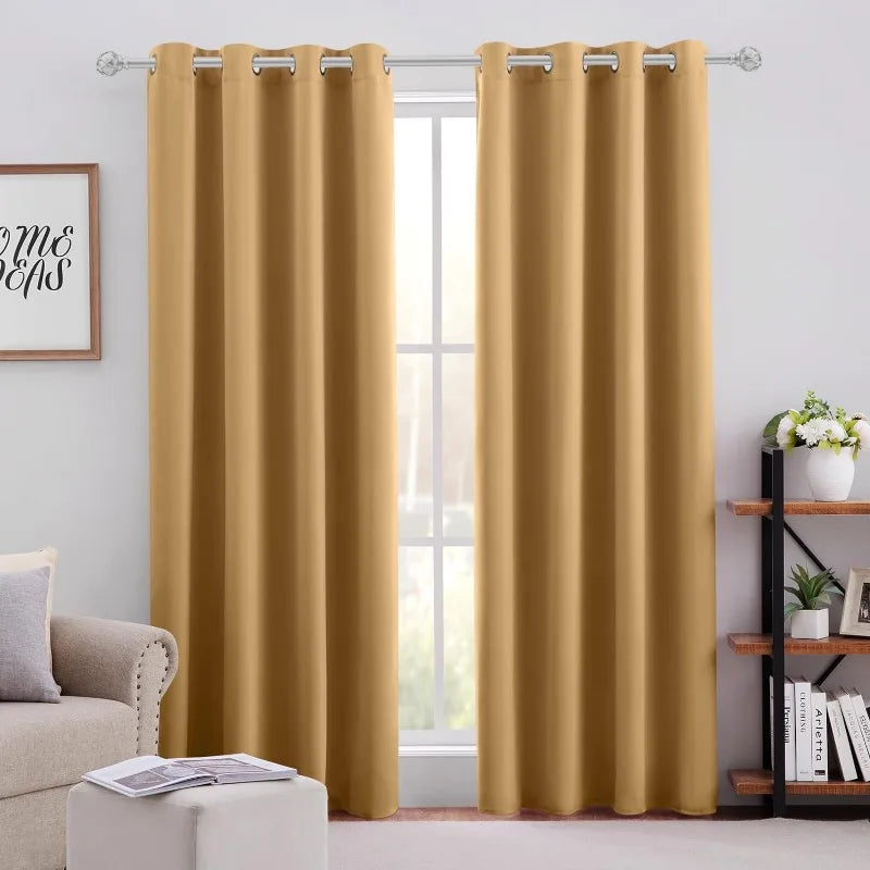 Aqua Blackout Curtains for Bedroom 52 X 84 Inch Length 2 Panels Set Room Darkening Bedroom Curtains