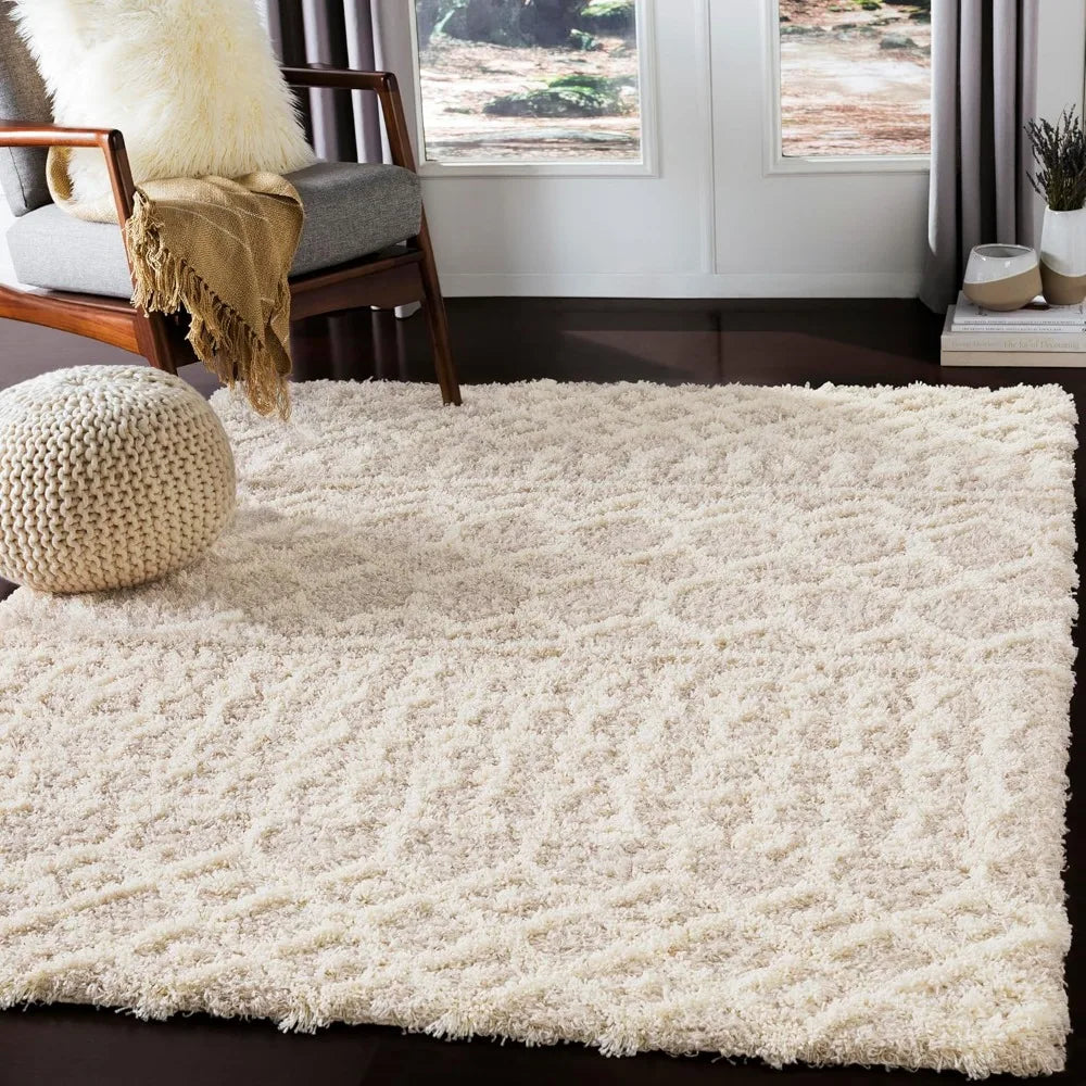 Hapsburg Moroccan Shag Area Rug, 5'3" x 7'3", Beige bedroom decor  anime rug  carpets for living rooms  decoration chambre