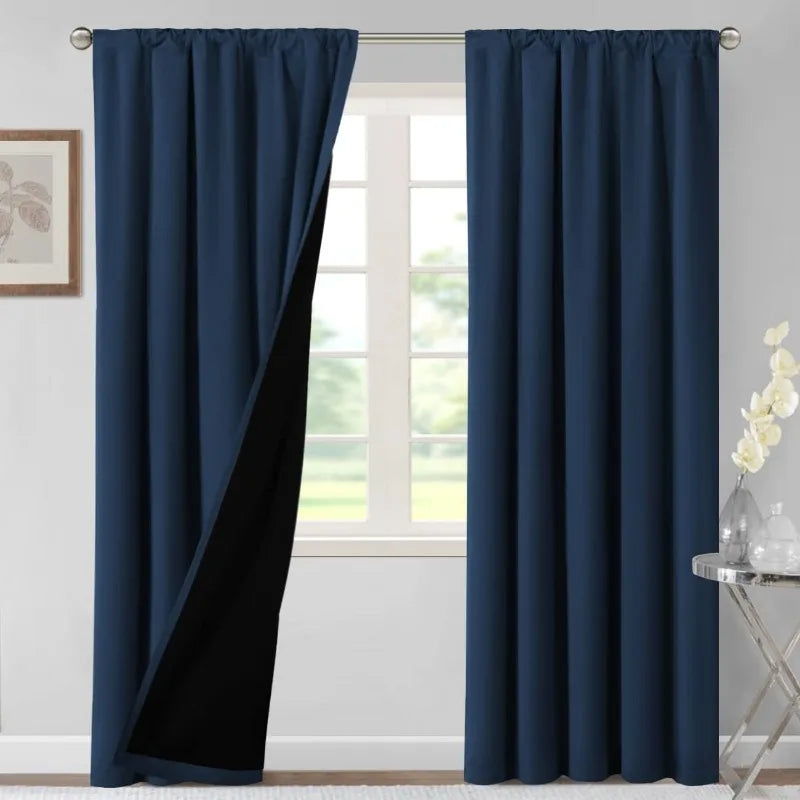 100% Blackout Curtains for Bedroom Thermal Insulated Blackout Curtains 84 Inches Long Rod Pocket Window Drapes