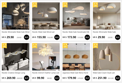 Nordic Wabi Sabi Handmade Silk Led Chandelier Living Dining Room Bar Home Decor Bedroom Pendant Lights Loft Hanging Lamp Fixture