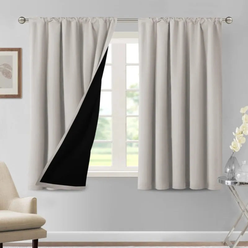 100% Blackout Curtains for Bedroom Thermal Insulated Blackout Curtains 84 Inches Long Rod Pocket Window Drapes