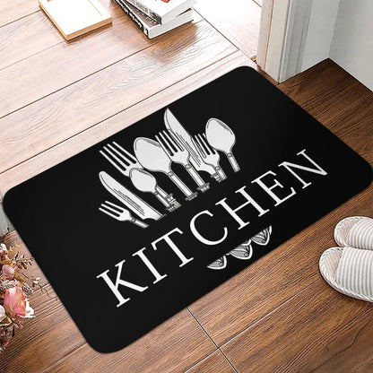 1pc Kitchen Tableware Letter Print Floor Mat Living Room Bathroom Kithchen Carpet Home Doormat Balcony Door Anti Slip Rug