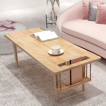 Modern mini swinging wooden tea table, made of real solid wood suitable for family living rooms, measuring 47.25 inches inlength