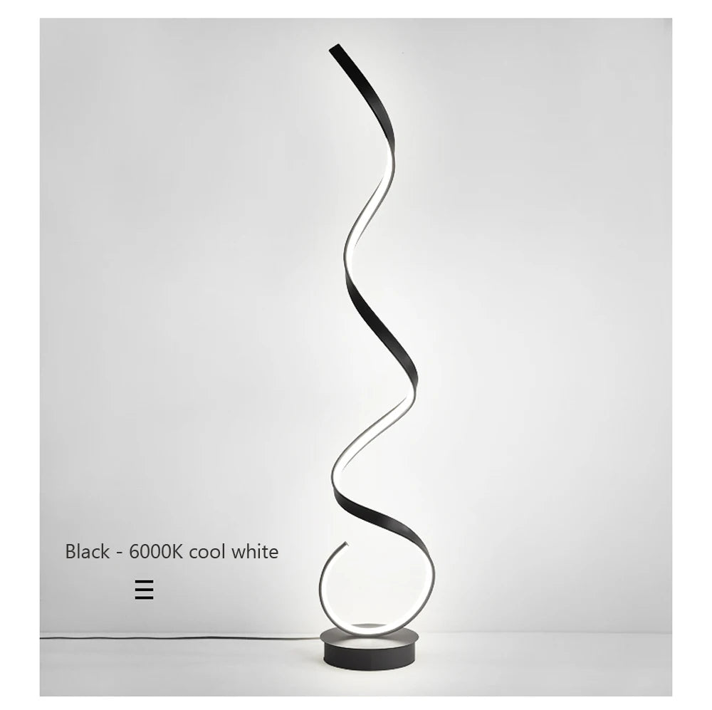 Modern LED Floor Lamp Home Decor Spiral Line Lights Bedroom Living Room Sofa Corner Black White Indoor Vertical Lighting Lustre