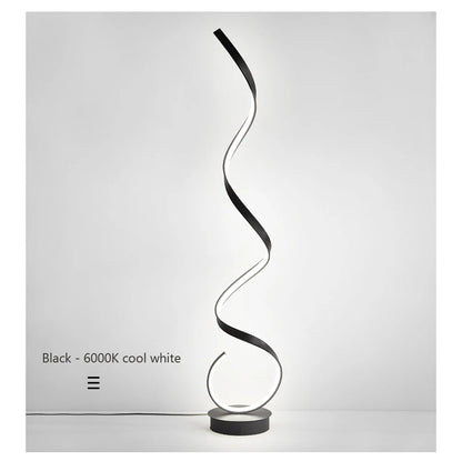 Modern LED Floor Lamp Home Decor Spiral Line Lights Bedroom Living Room Sofa Corner Black White Indoor Vertical Lighting Lustre