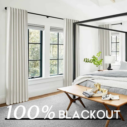 104 Inch Long Blackout Curtains 2 Panel Set,Pleated Linen Black Out Back Tab Drapes for Living Room,105 Inch Length