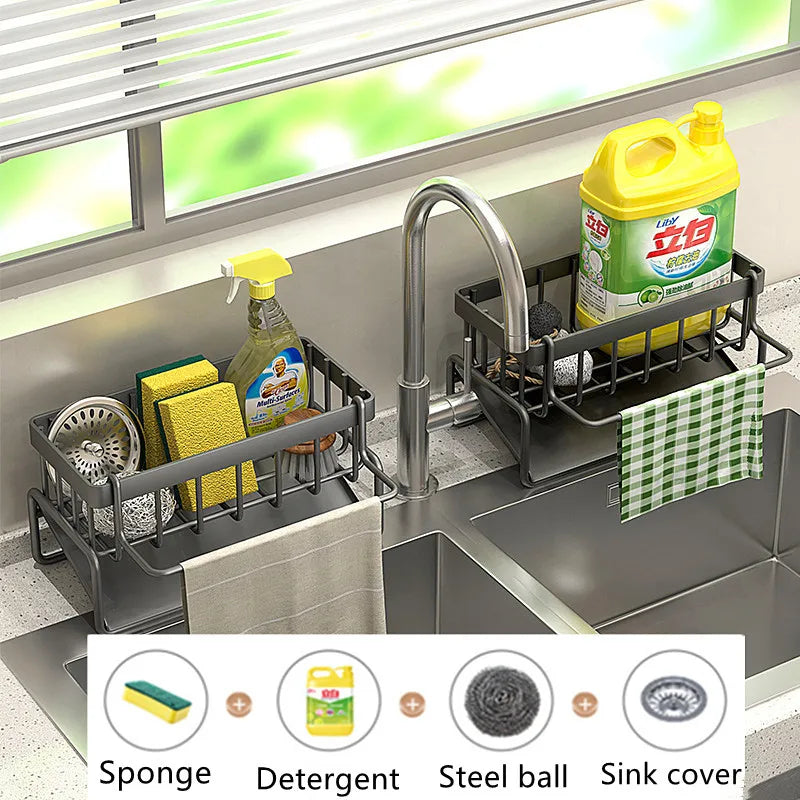 Kitchen Stainless Steel Sink Storage & Organization Rack Kitchen Spice Racks Household Items Shelf Acceesories For Accessories