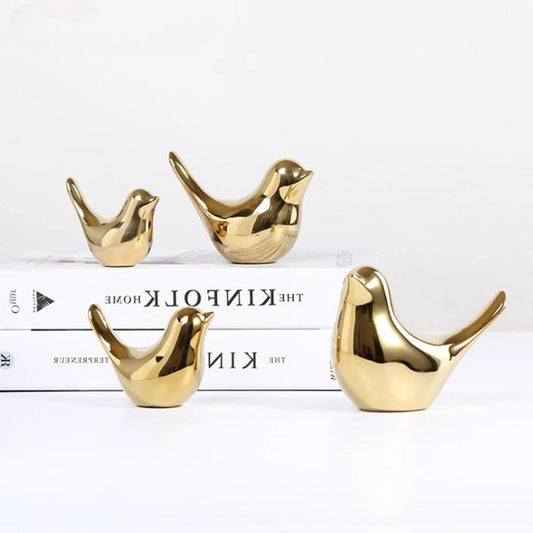 Bird Figurine 4 Sizes Nordic Ceramic Gold Animal Statue Jewelry Home Decoration Living Room Table Decoration Sculpture Ornament