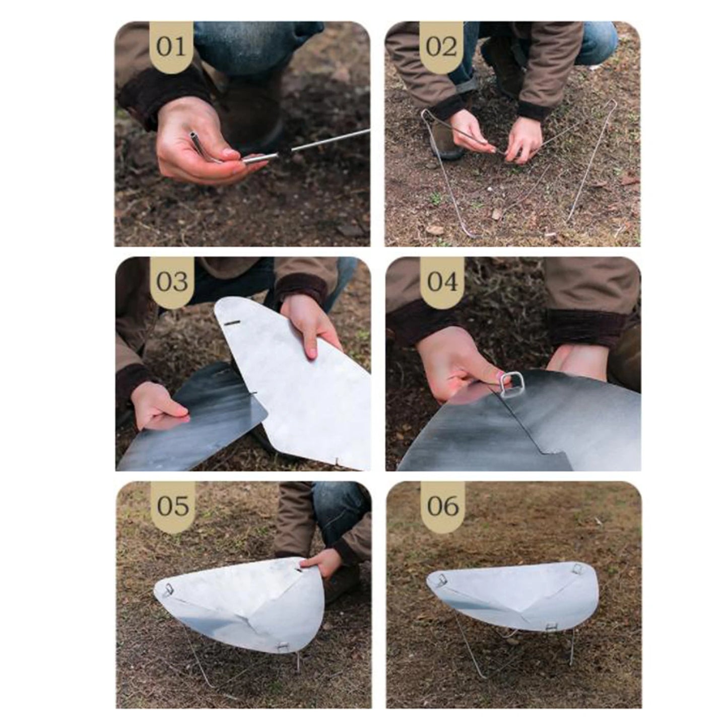 Camping Burning Fire Rack Portable Wood Burning Firepit Stainless Steel Detachable with Storage Bag for Garden Hiking Picnic BBQ