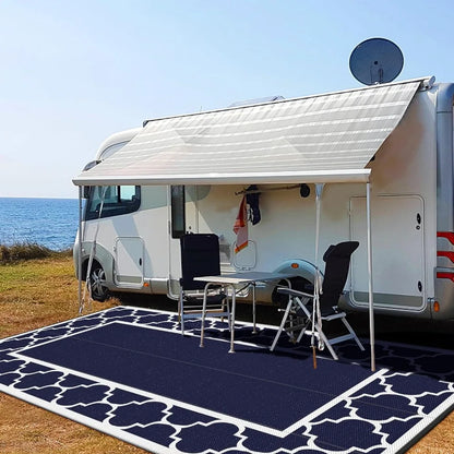 Outdoor Rug Waterproof for Patio, Foldable Reversible Plastic Straw Area Rugs Mat for Rv Decor, Outside Carpet for Camper, Deck