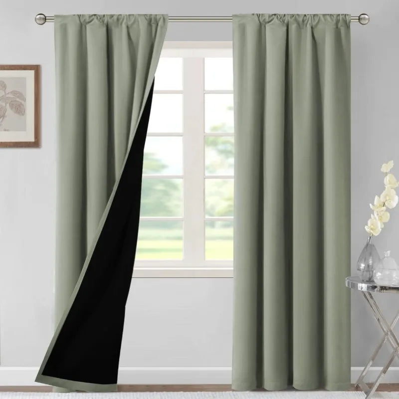 100% Blackout Curtains for Bedroom Thermal Insulated Blackout Curtains 84 Inches Long Rod Pocket Window Drapes