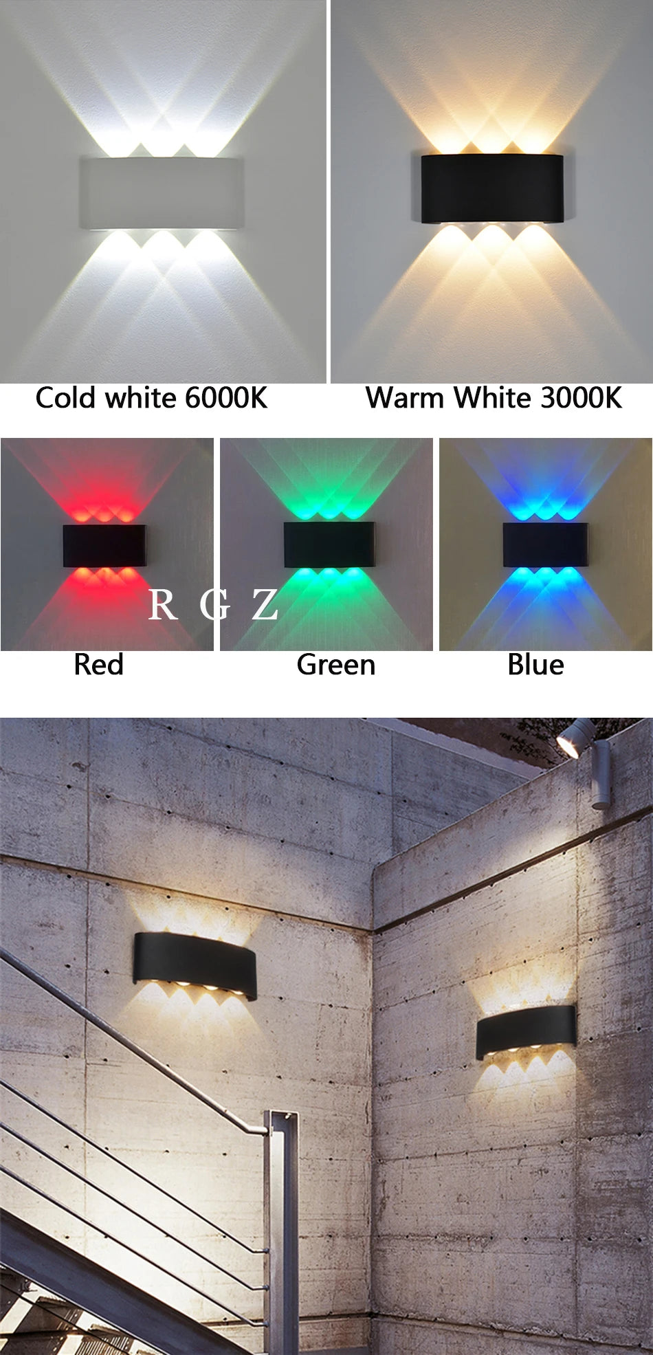 LED Wall Lamp Outdoor Waterproof IP65 Garden Lighting Aluminum AC86-265 Indoor Bedroom Living Room Stairs Wall Light
