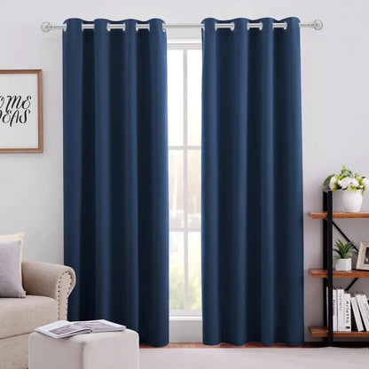 Aqua Blackout Curtains for Bedroom 52 X 84 Inch Length 2 Panels Set Room Darkening Bedroom Curtains