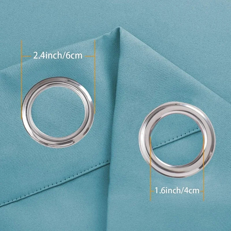 Aqua Blackout Curtains for Bedroom 52 X 84 Inch Length 2 Panels Set Room Darkening Bedroom Curtains