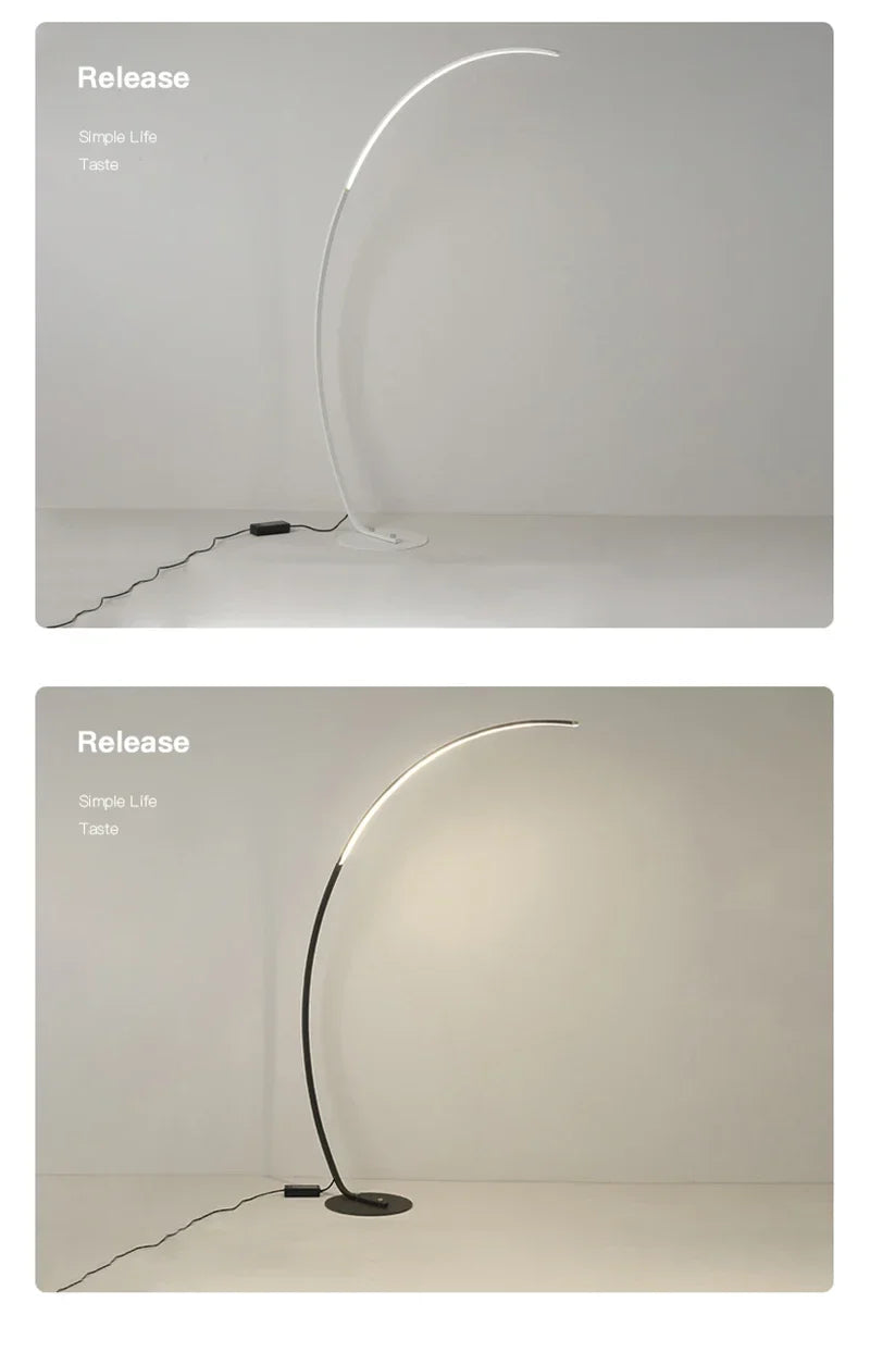 Nordic LED Corner Light Arc RGB Floor Lamps Black White C APP Remote Floor Lights Stand Light for Dining Living Room Decor